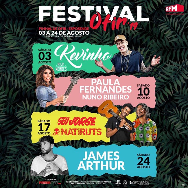 James Arthur, Seu Jorge e Naitiruts no Festival Ofir 2019