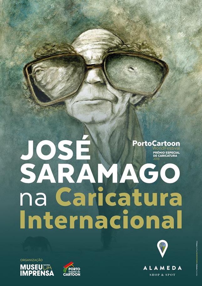 Caricaturas de Saramago em exposição virtual do Alameda Shopping